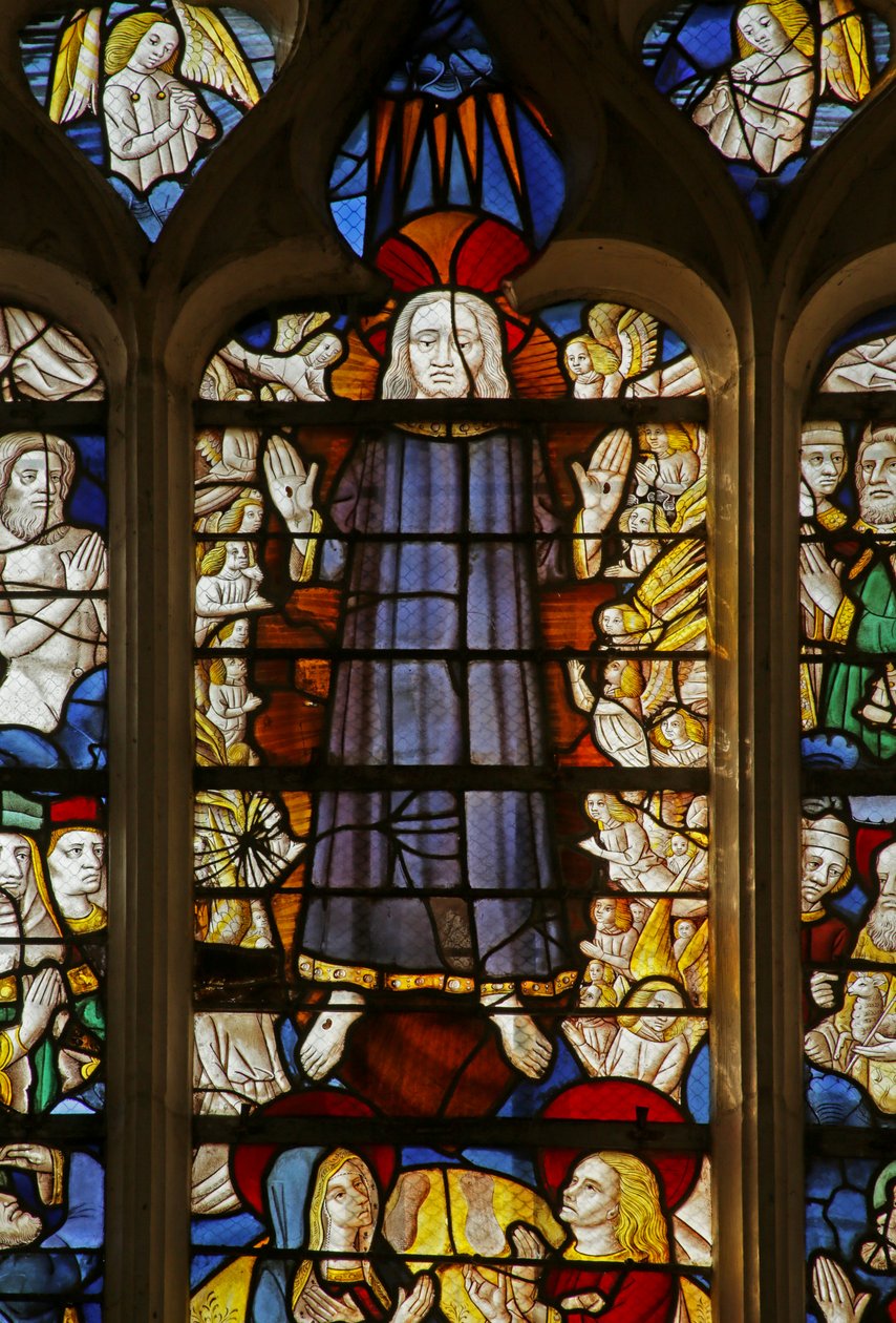 Vindu som viser Kristi annet komme, 1470-1500 (detalj av 2921838) av French School