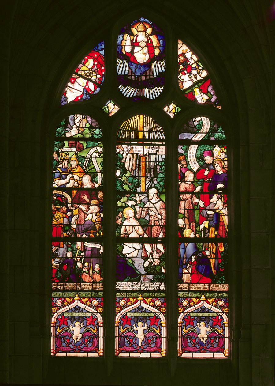 Vindu som viser Kristi dåp, 1490 av French School