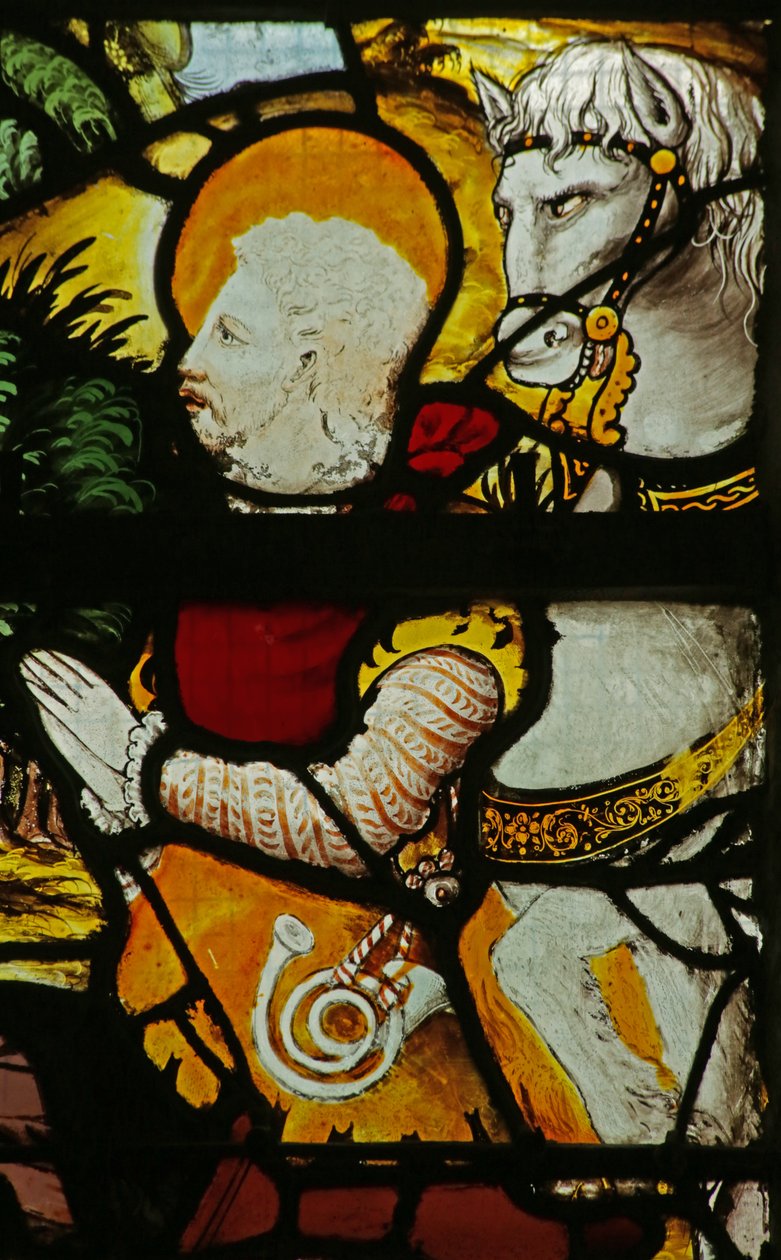Vindu som viser visjonen til St Eustache, detalj av 2921629 av French School