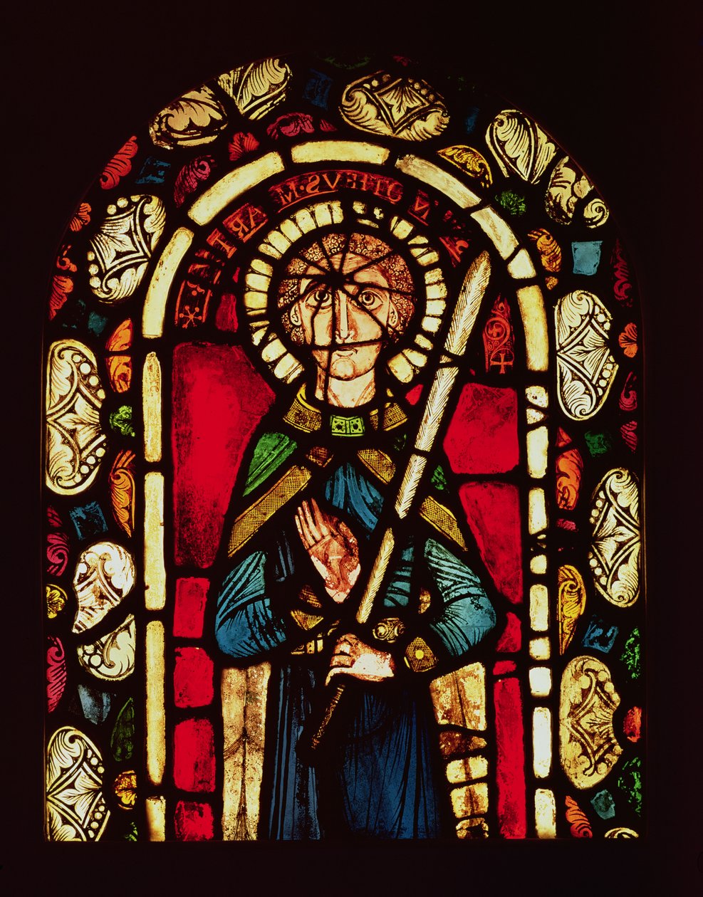 Vinduet til St. Timoteus med martyrens palme, fjernet fra Neuwiller Abbey, studio til Lorin de Chartres, Alsace-skolen av French School