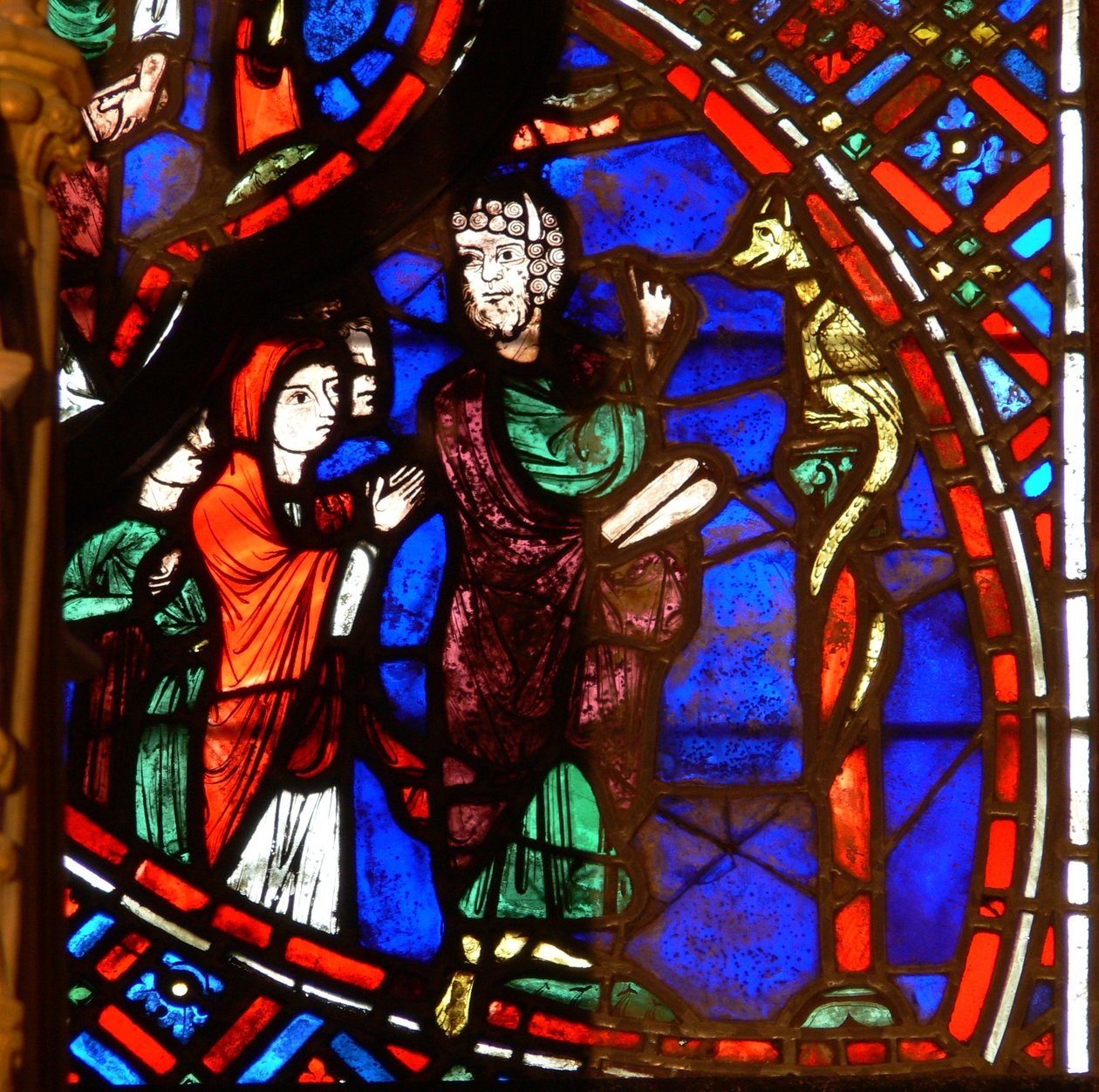 Vindu w0 som viser Moses og den kobberslange av French School