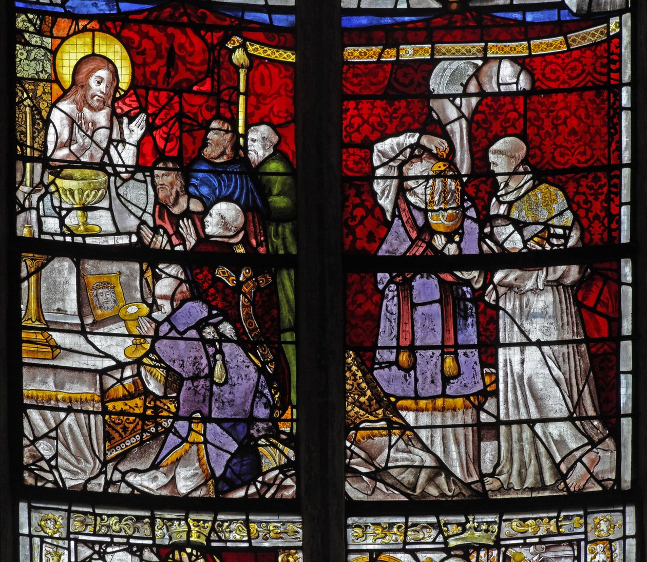 Vindu w0 som viser St Gregory - Messe av av French School