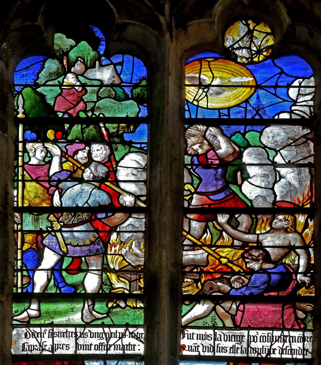 Vindu w0 som viser Martyrdom of St Foy av French School