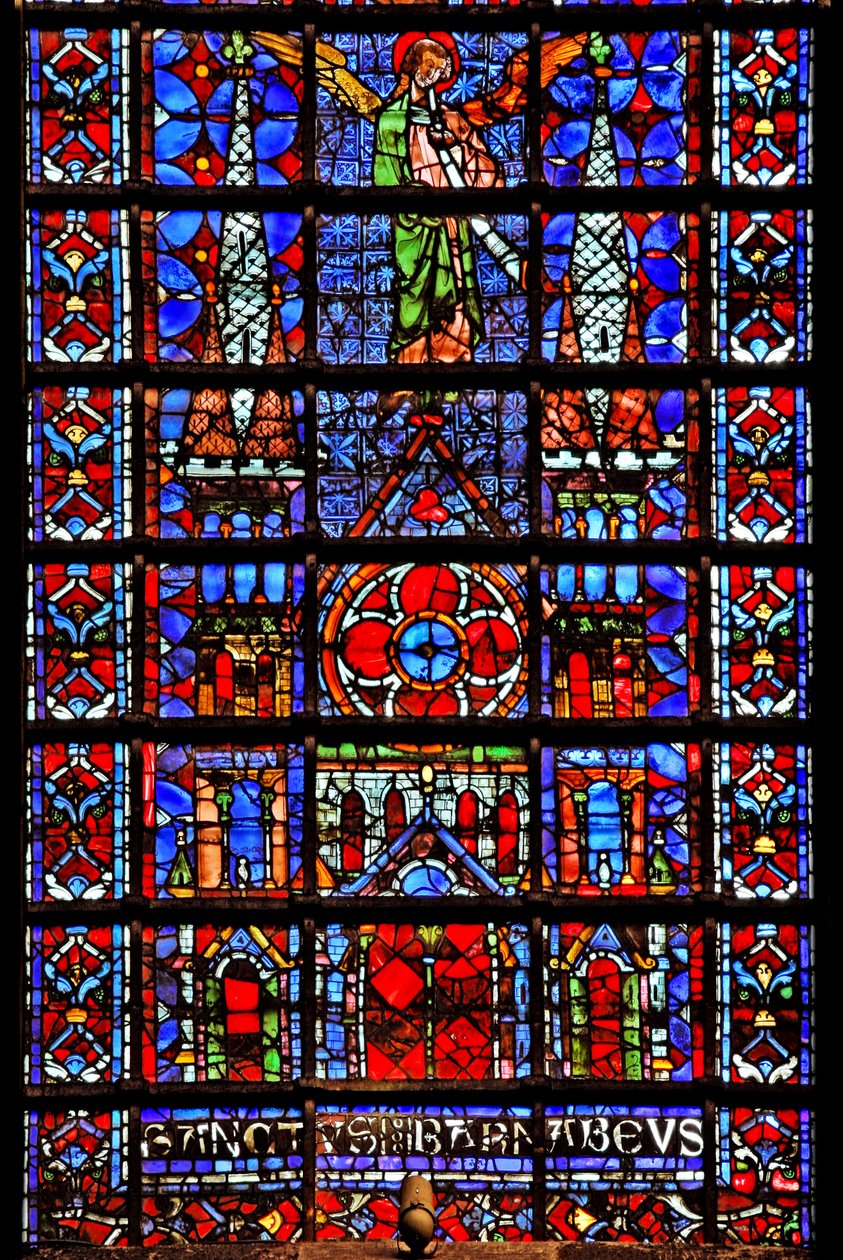 Vindu w107 som viser kirkekatedralen i Therouanne av French School