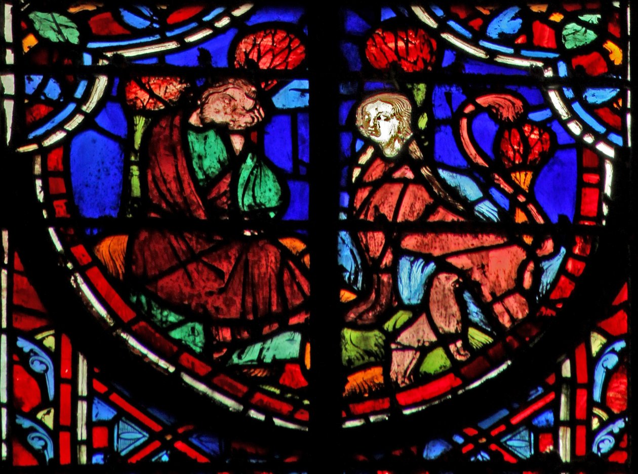 Vindu w11 Jeremiah ser en sjakal - med hunnhode som mater ungene sine?. Lam IV 3 av French School