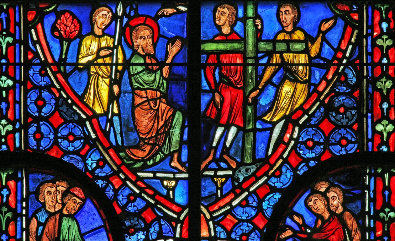 Vindu w11 som viser St. Andrew før hans kors av French School