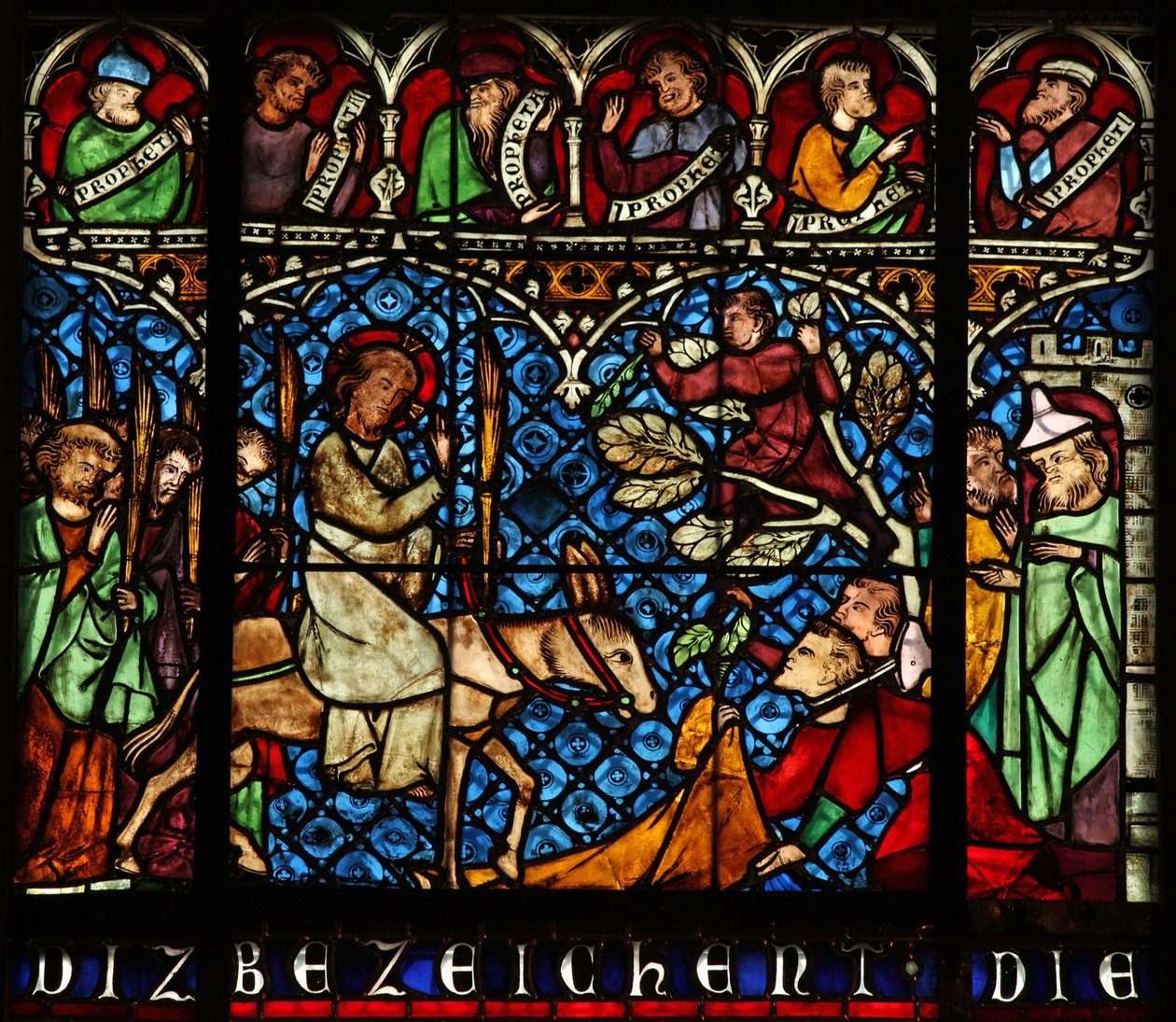 Vindu w12 som viser inntoget til Jerusalem av French School