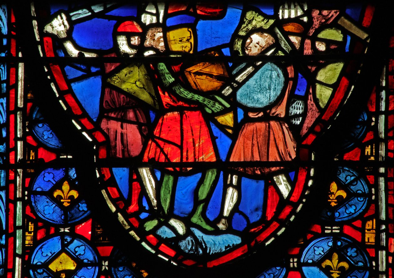 Window w15 Holy Relics: Heraclius kjemper mot Croesus sønn av French School