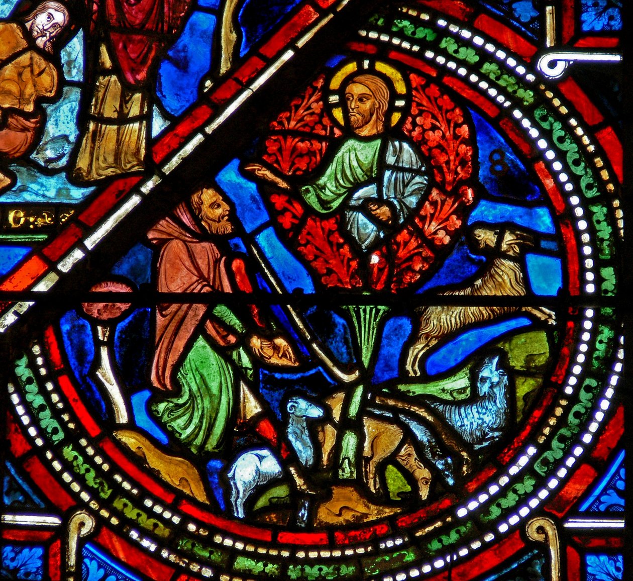 Vindu w15 som viser Moses og den brennende busken av French School