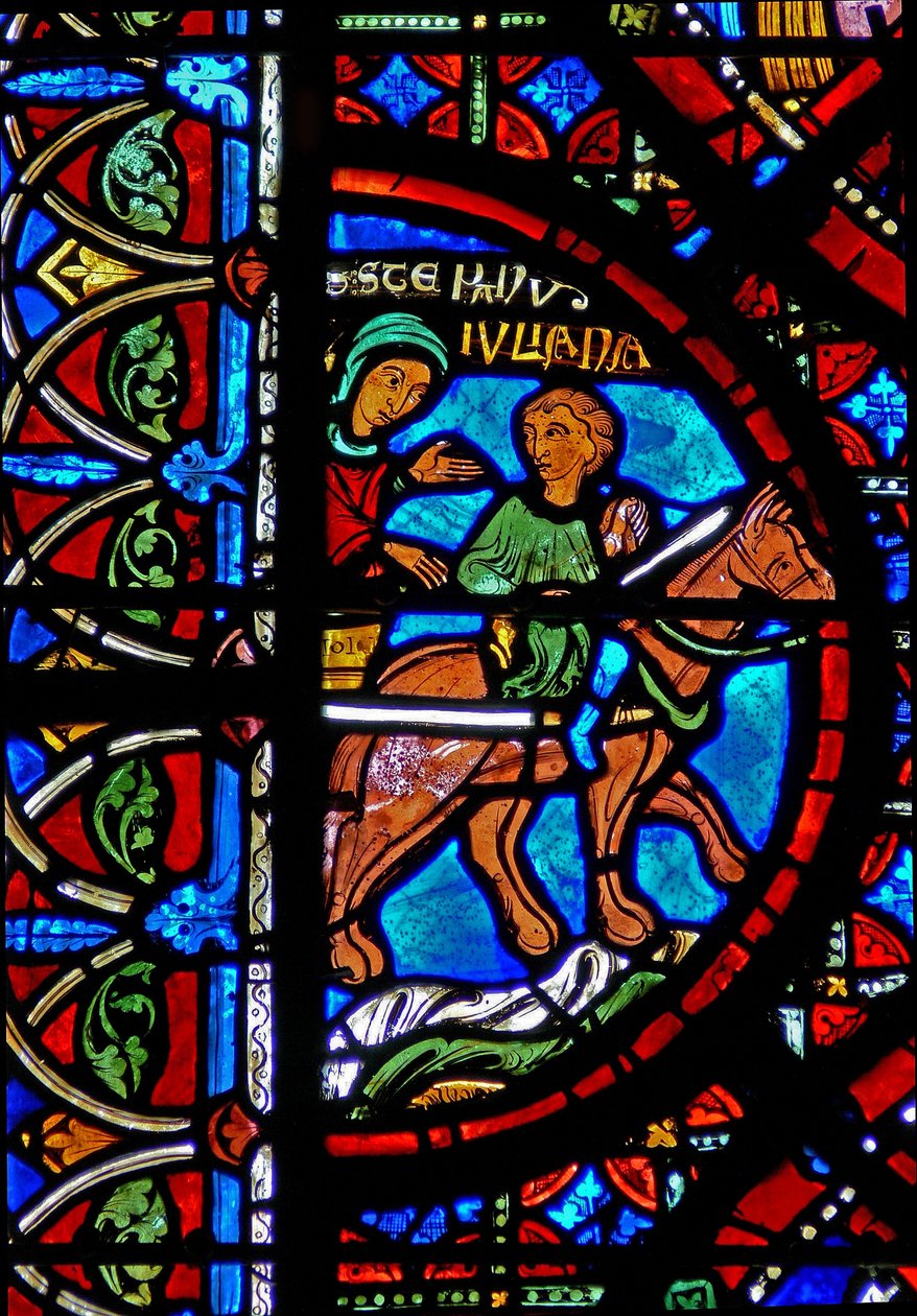 Vindu w15 som viser historien om St Stephens relikvier: relikviene er ført til Konstantinopel av French School