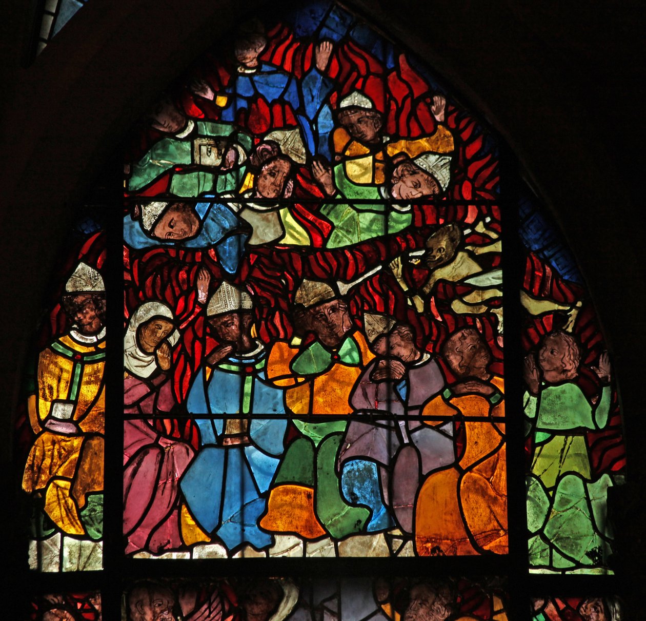 Vindu w16 som viser en scene fra The Last Judgement: the Damned av French School
