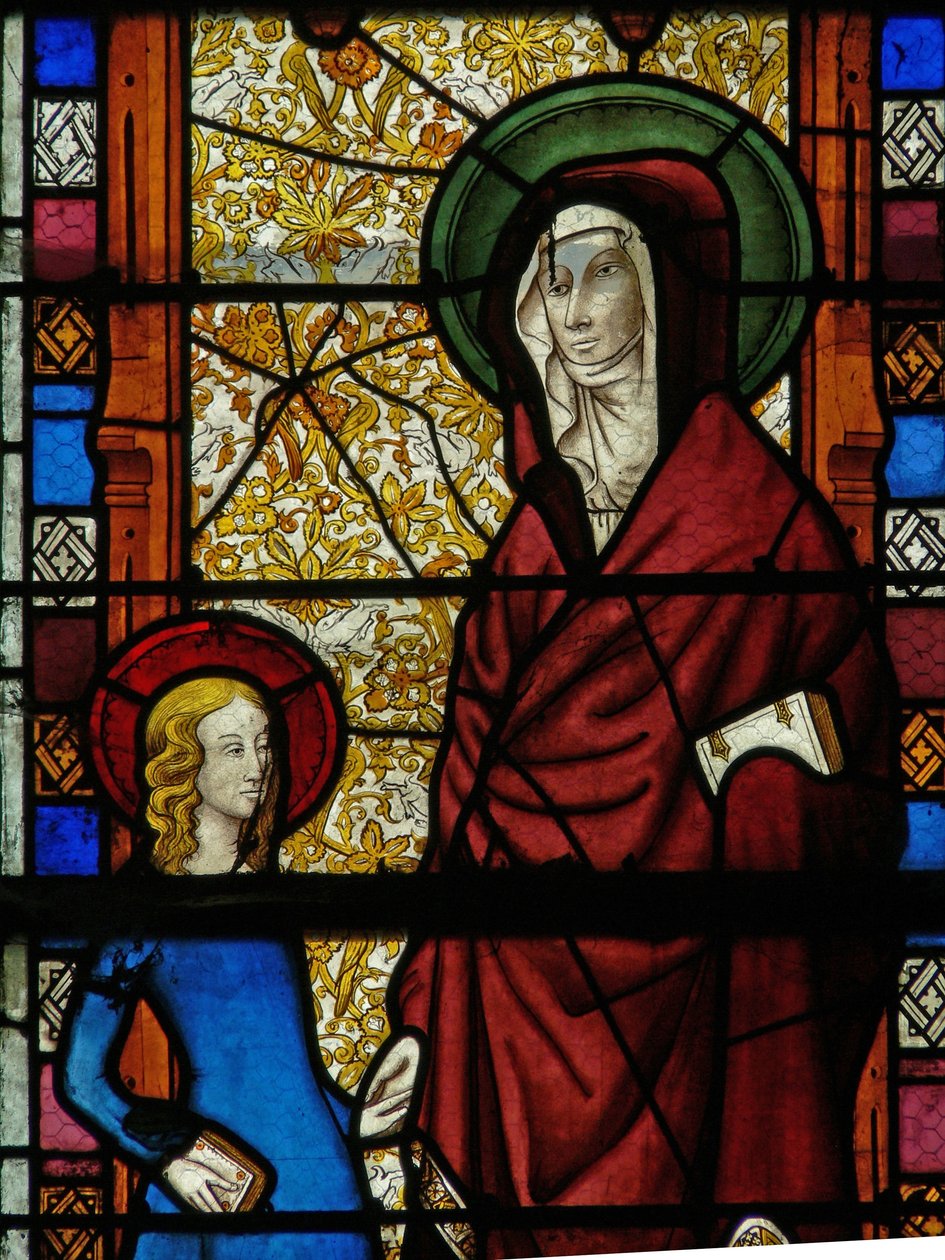 Vindu w17 som viser St. Anne og Jomfru Maria av French School