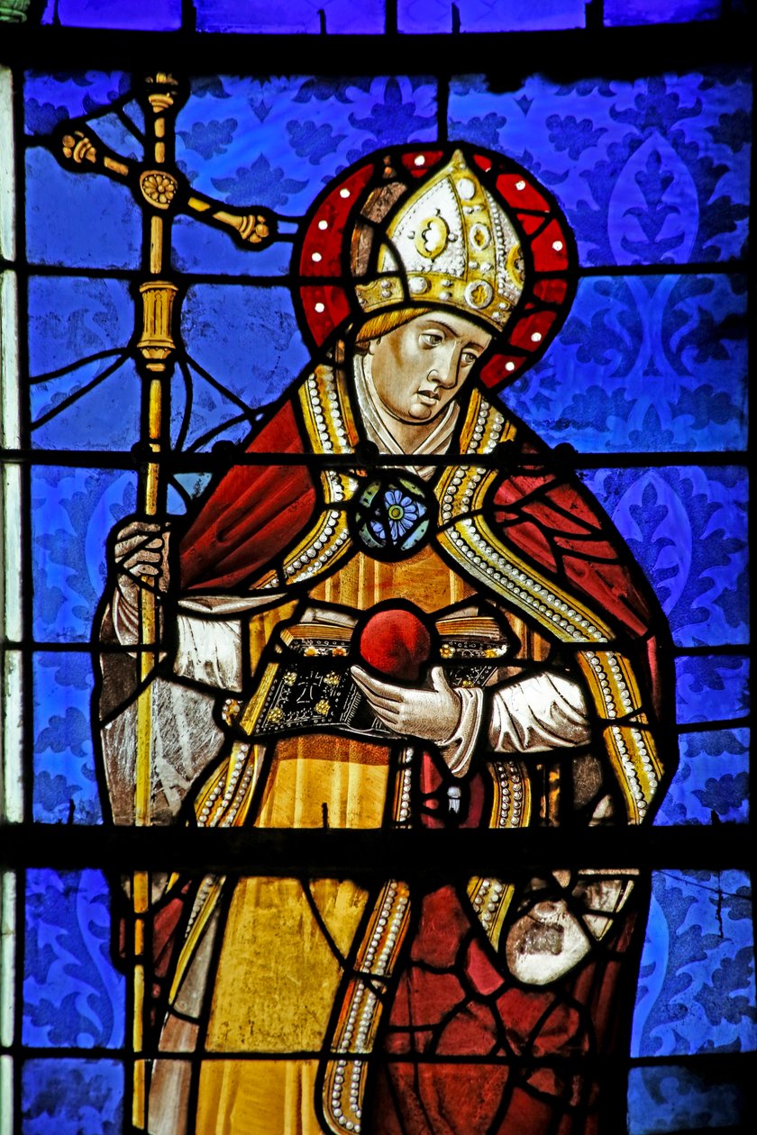 Vindu w18 som viser St. Augustine som holder et flammende hjerte av French School