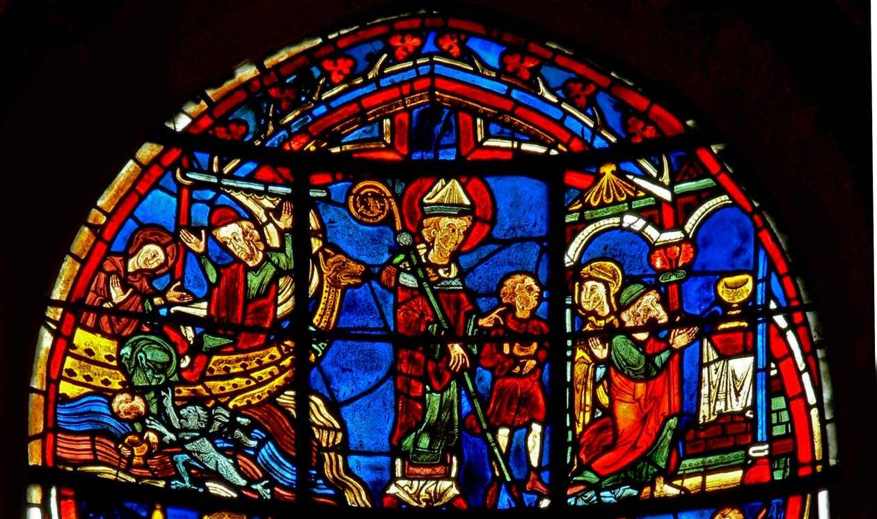 Vindu w19 som viser St. Nicholas redder et barn av French School
