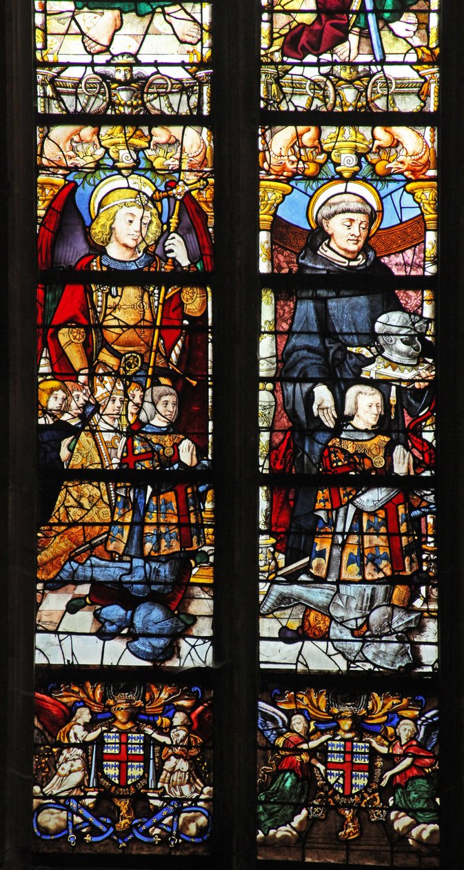 Vindu w1 som viser St Michael og St Guillaume med Montmorency-givere av French School