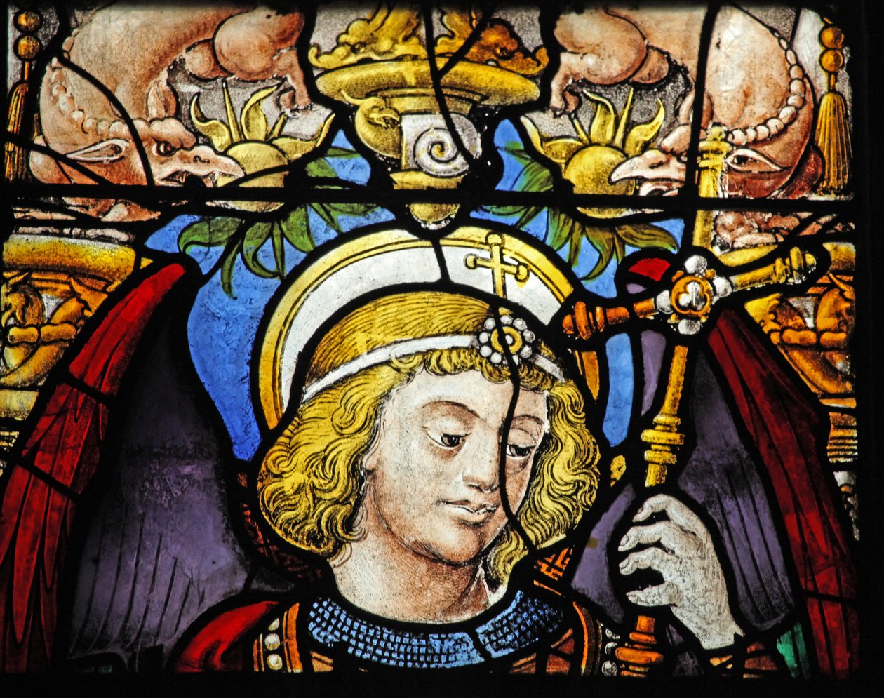 Vindu w1 som viser St Michael og en giver av French School