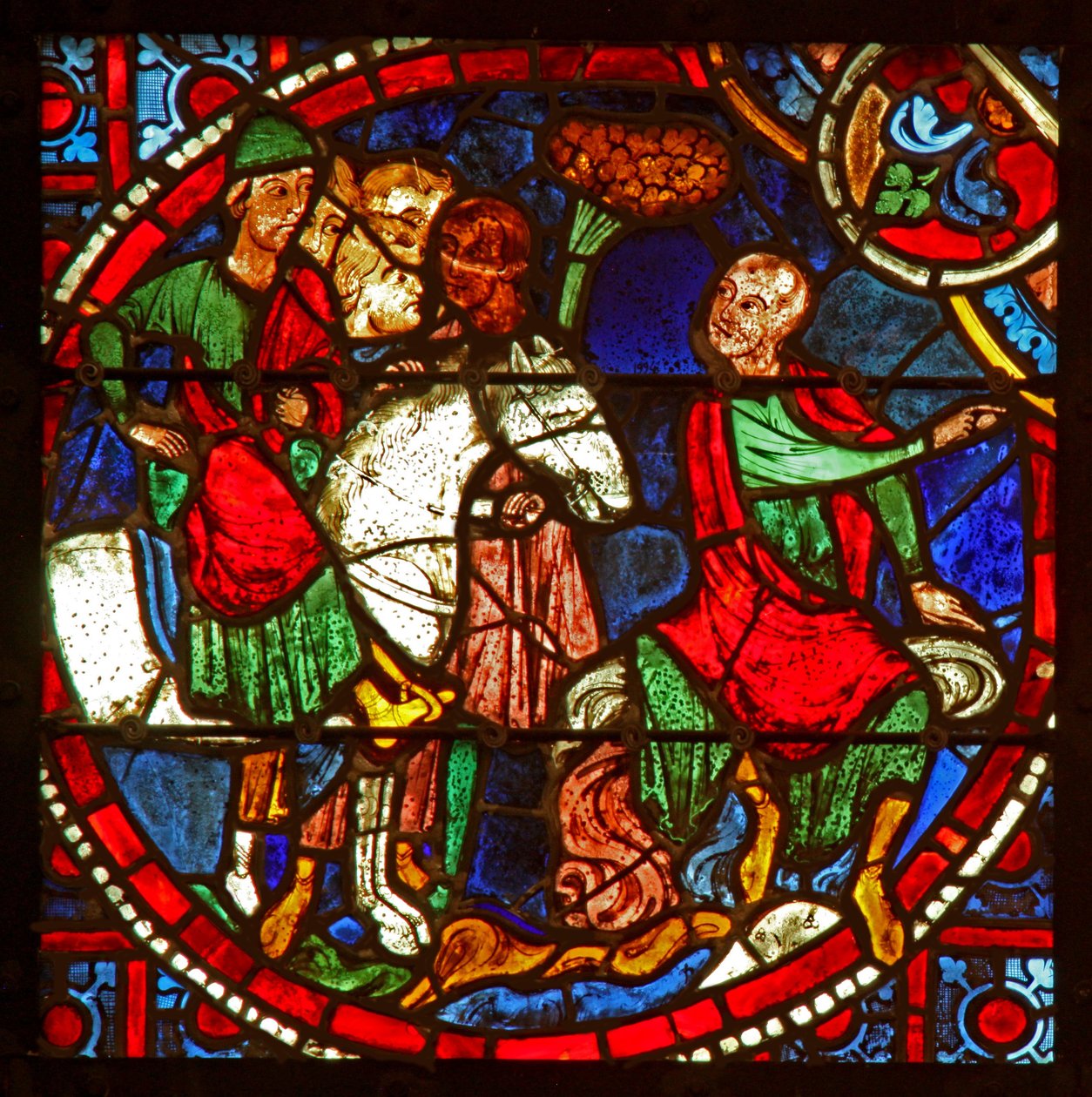 Vindu w1 som viser St Paul som Saulus ved Stefanus martyrium av French School