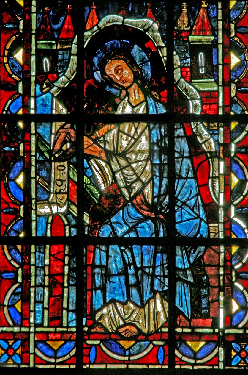 Vindu w202 som viser Johannes som skriver evangeliet av French School