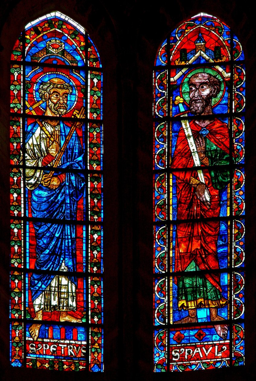 Vindu w202 som viser St Peter og St Paul av French School