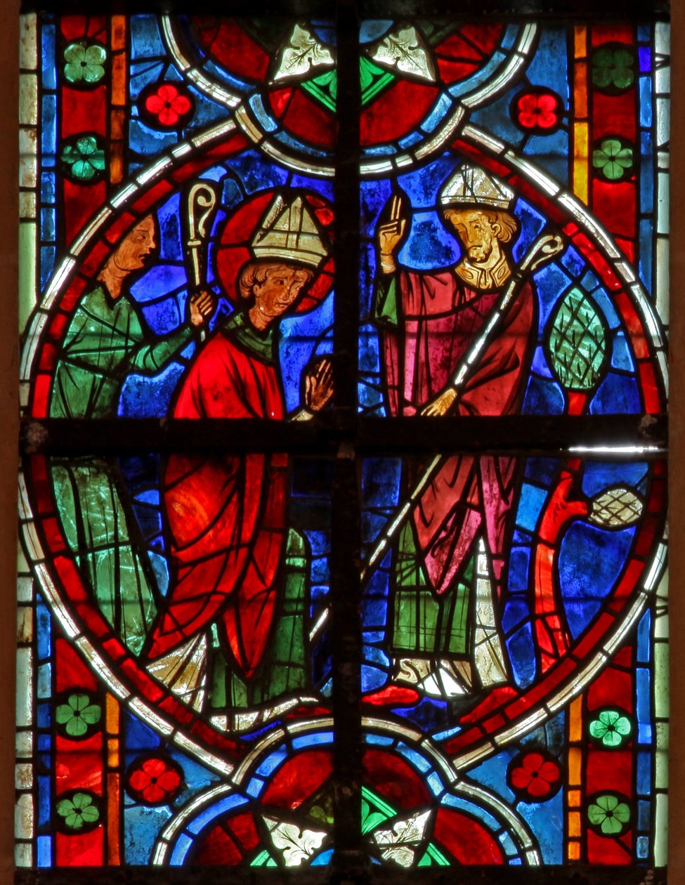 Vindu w209 som viser St. Nicholas blir biskop av Myra av French School
