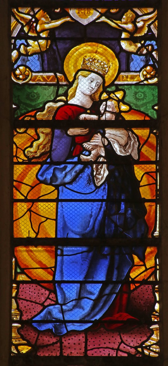 Vindu w21 som viser jomfruen og barnet (etter Durer) av French School