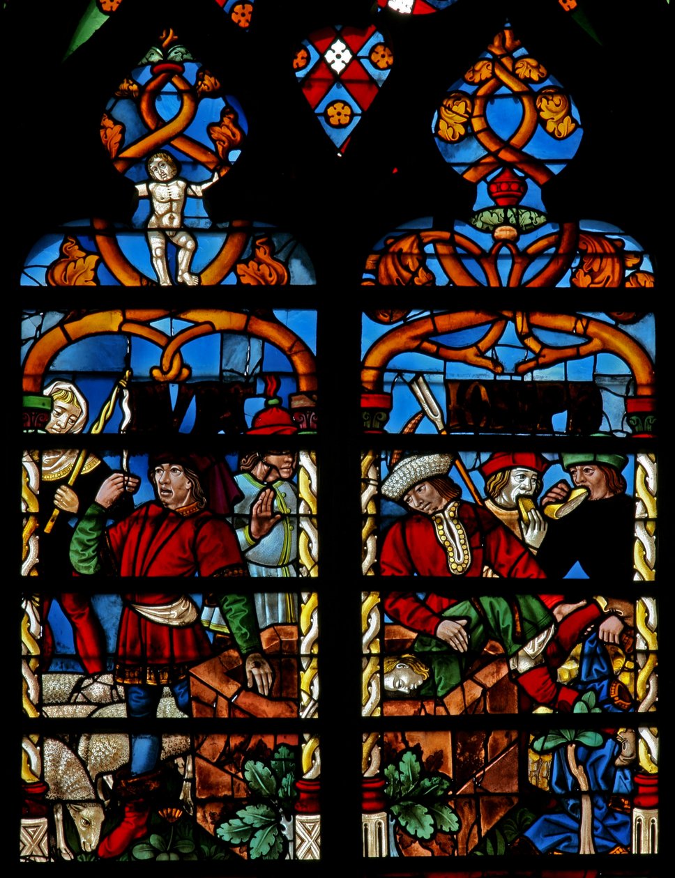 Vindu w234 som viser Joseph er senket ned i gropen av French School