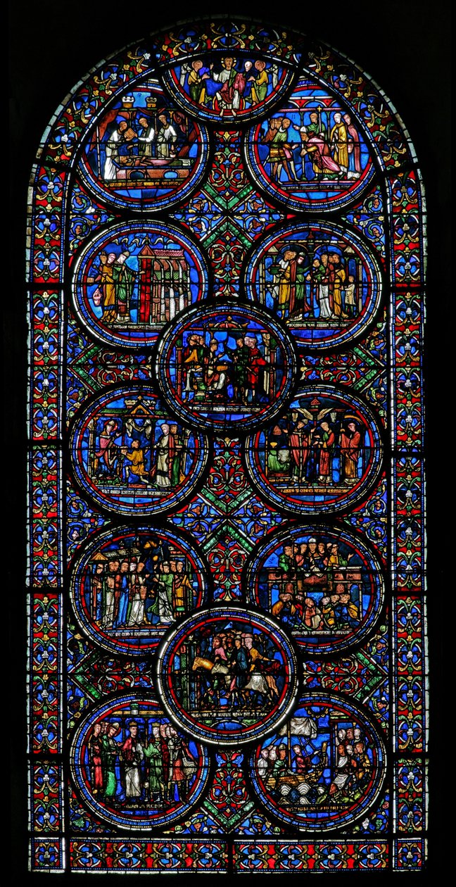 Vindu w23 som viser St Thomas Becket-vinduet av French School