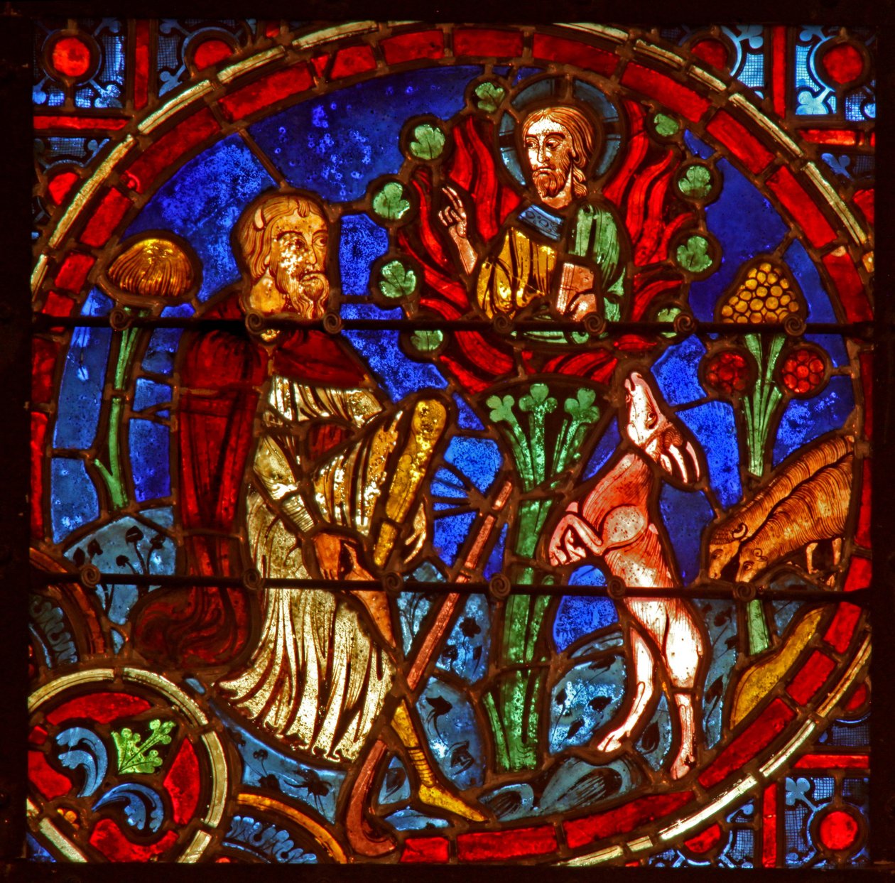 Vindu w2 som viser Moses og den brennende busken av French School