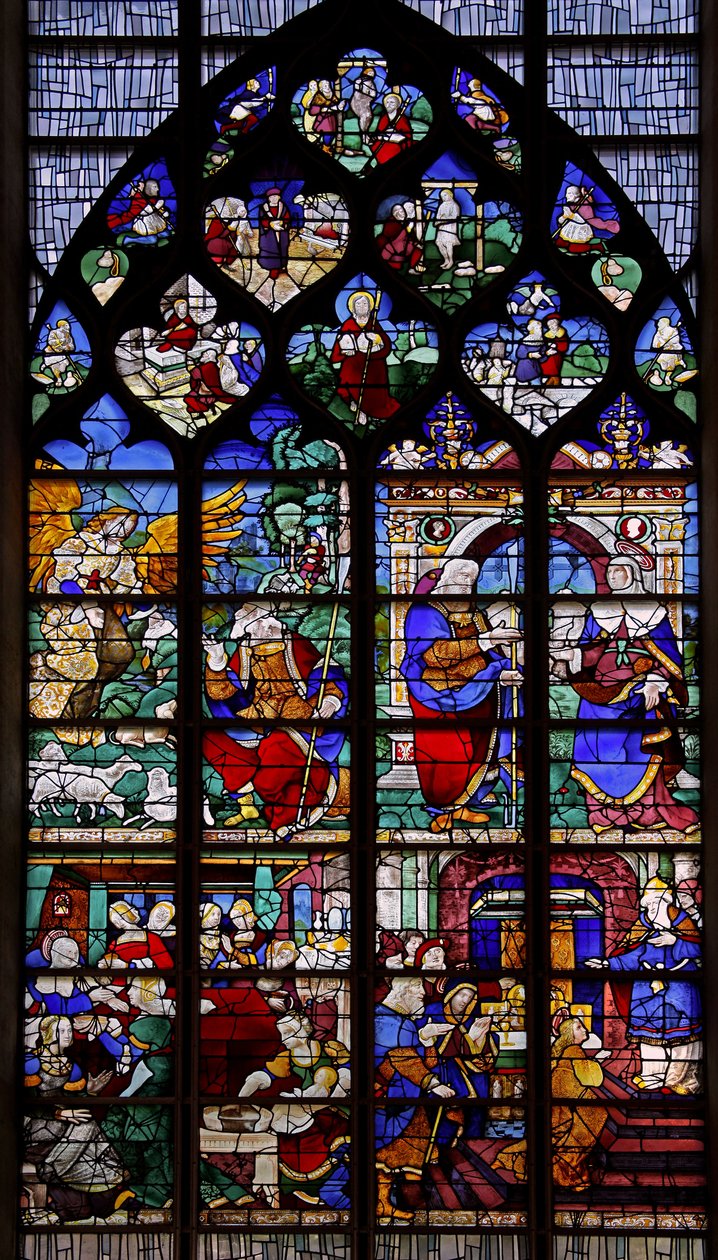Vindu w2 som viser livet til St Anne og Jomfruens barndom av French School