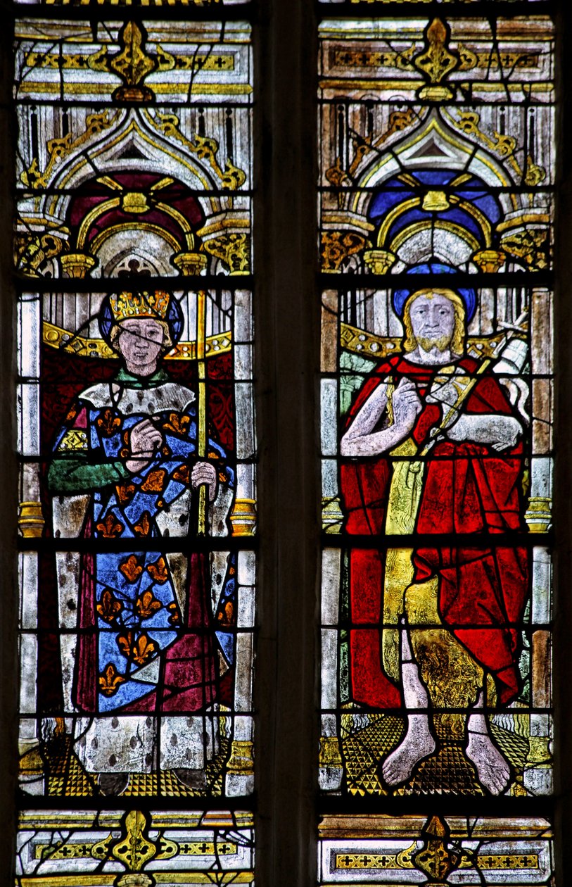 Vindu w3 som viser døperen Johannes og St. Louis av French School