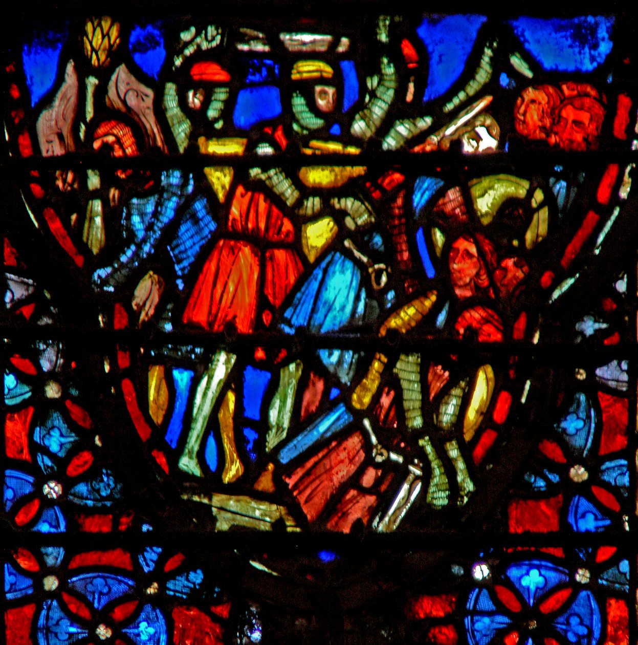Window w4 Josva og gibeonittene konfronterer fem amorittiske konger Josh X 10 av French School