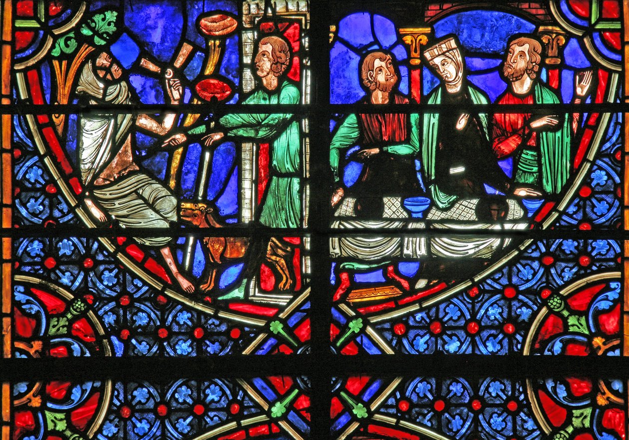 Vindu w4 som viser lignelsen om dykk og Lasarus av French School
