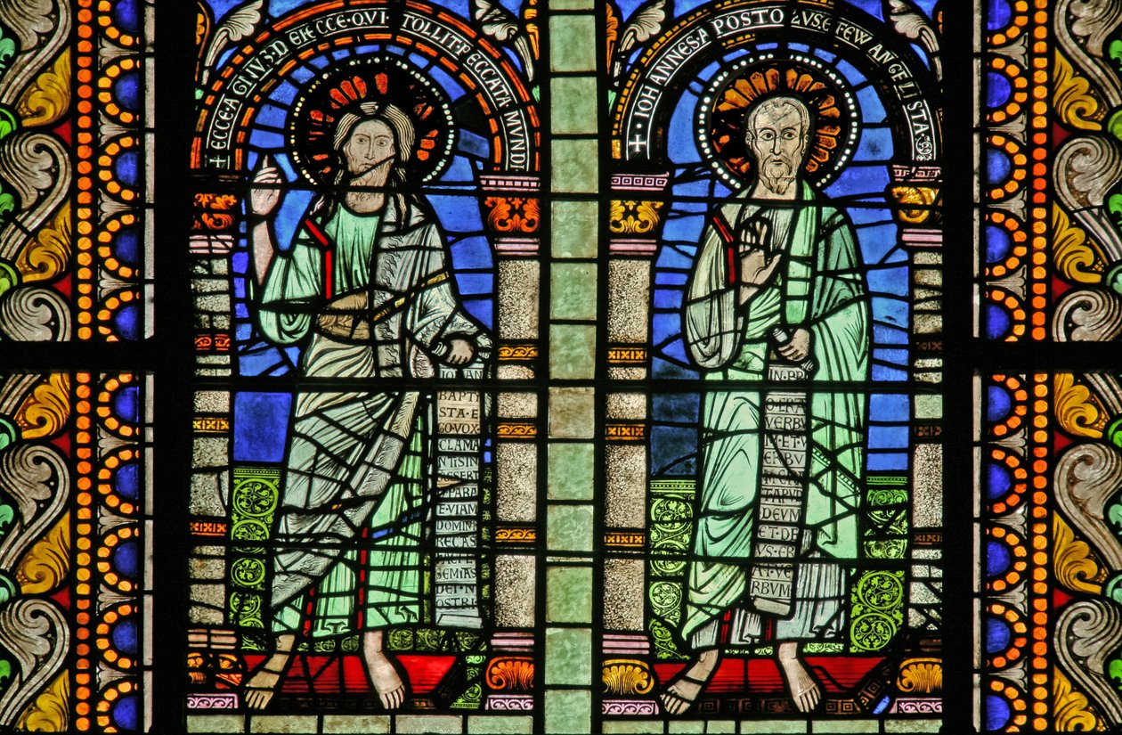 Vindu w5 som viser St John og St John the Baptist av French School