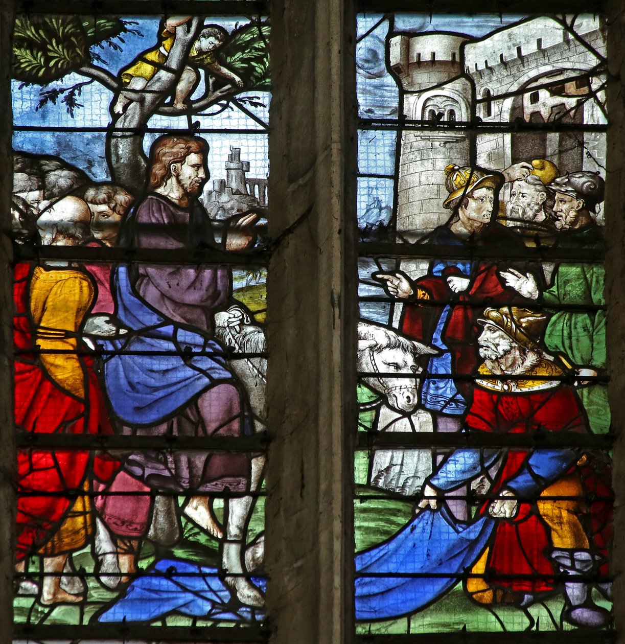 Vindu w5 som viser inntoget til Jerusalem av French School