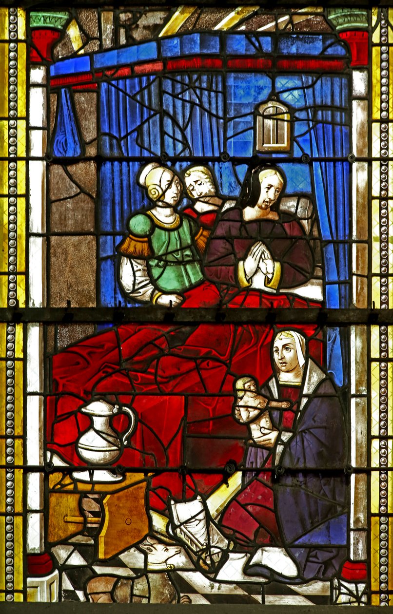 Vindu w6 som viser fødselen til St John Baptist av French School