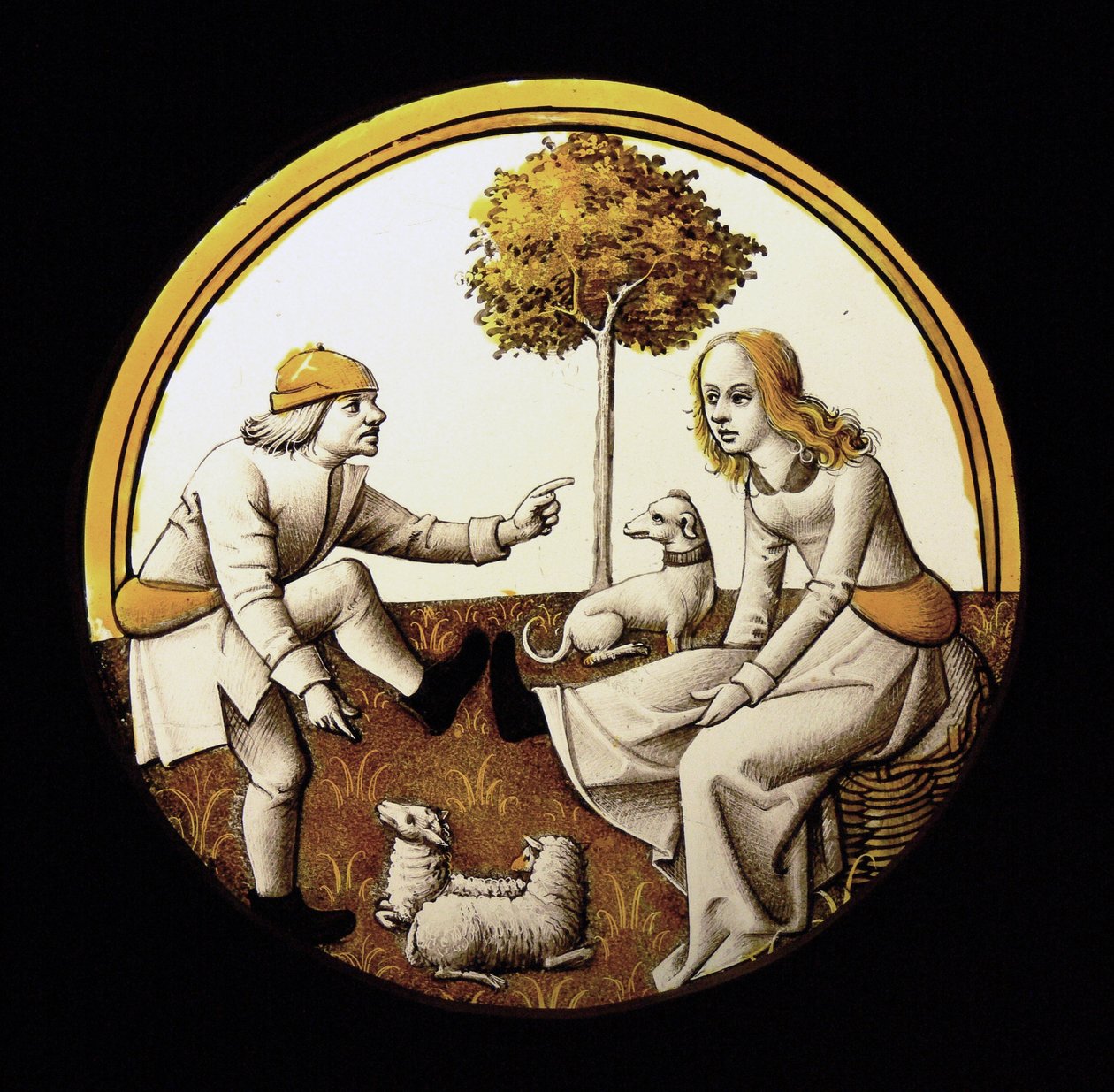 Vindu w70 som viser uvisst emne (Jeu de quintaine?) av French School