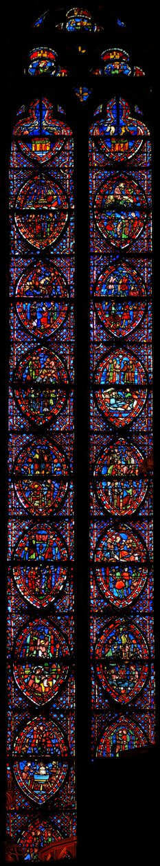 Vindu w7 historien til St John Evangelist (V) og Kristi barndom (R) av French School