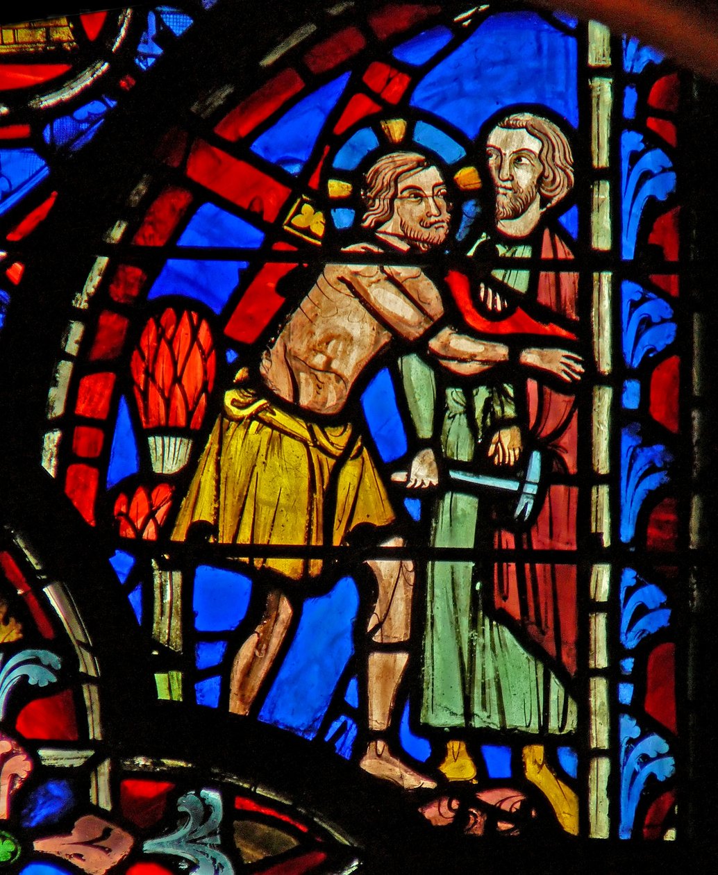 Vindu w8 Jesus bærer korset: Via Crucis av French School