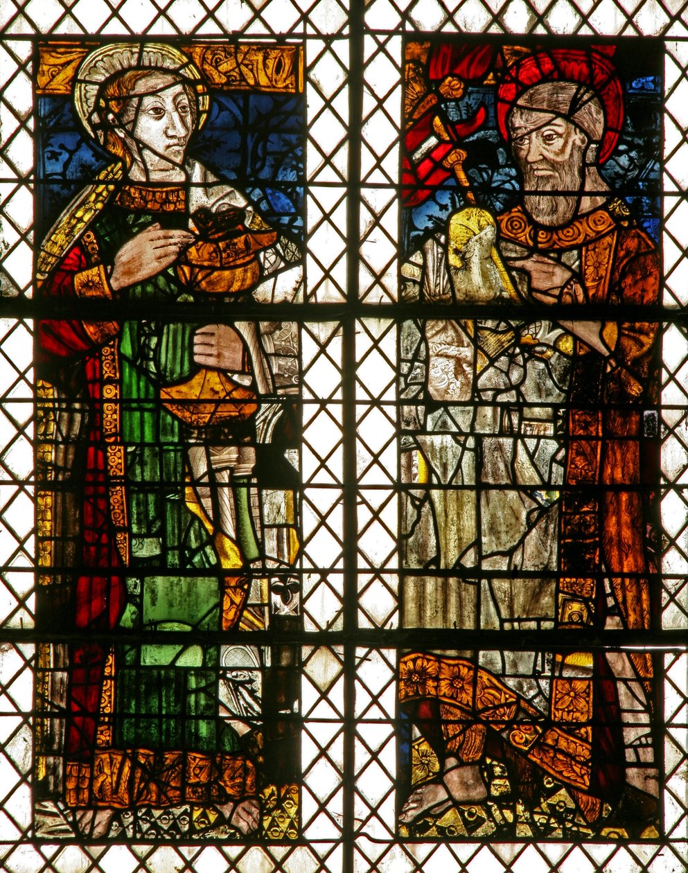 Vindu w8 som viser St John og St John the Baptist av French School