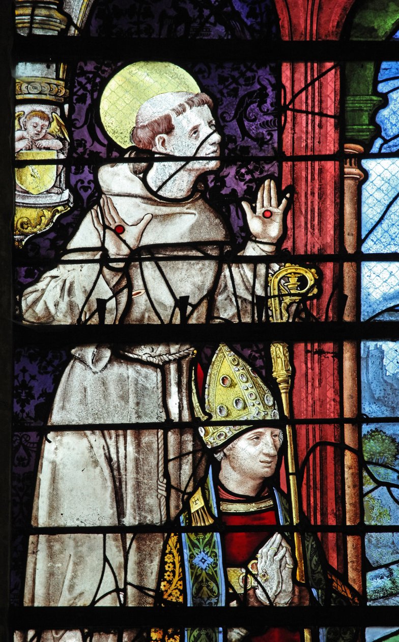 Vindu w9 som viser St Francis og en giver av French School