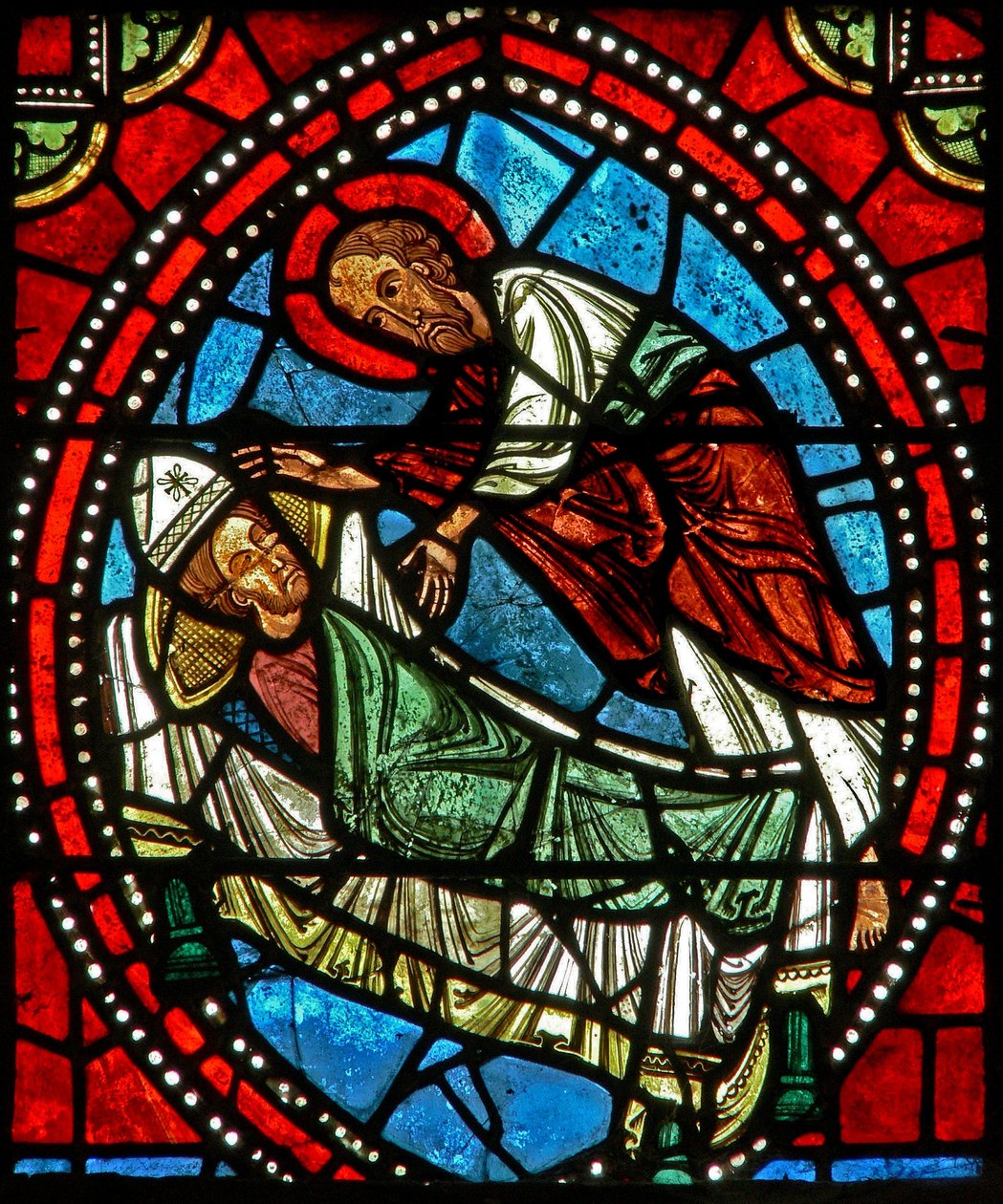 Vindu wXX som viser St. Paul som i en drøm avslører for St. Ambrosius restene av St. Gervais og St. Protais av French School