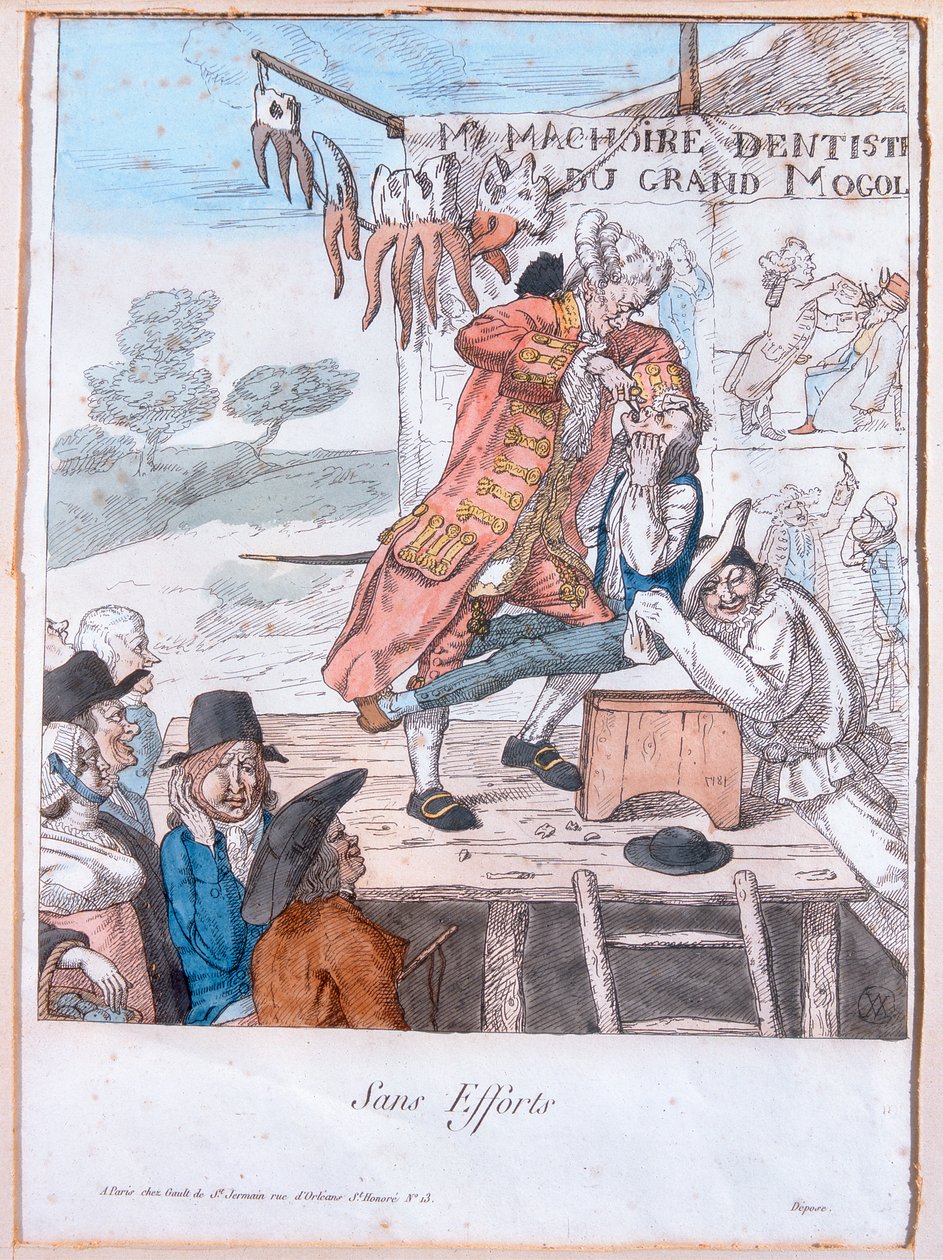 Uten innsats, 1781 (fargegravering) av French School