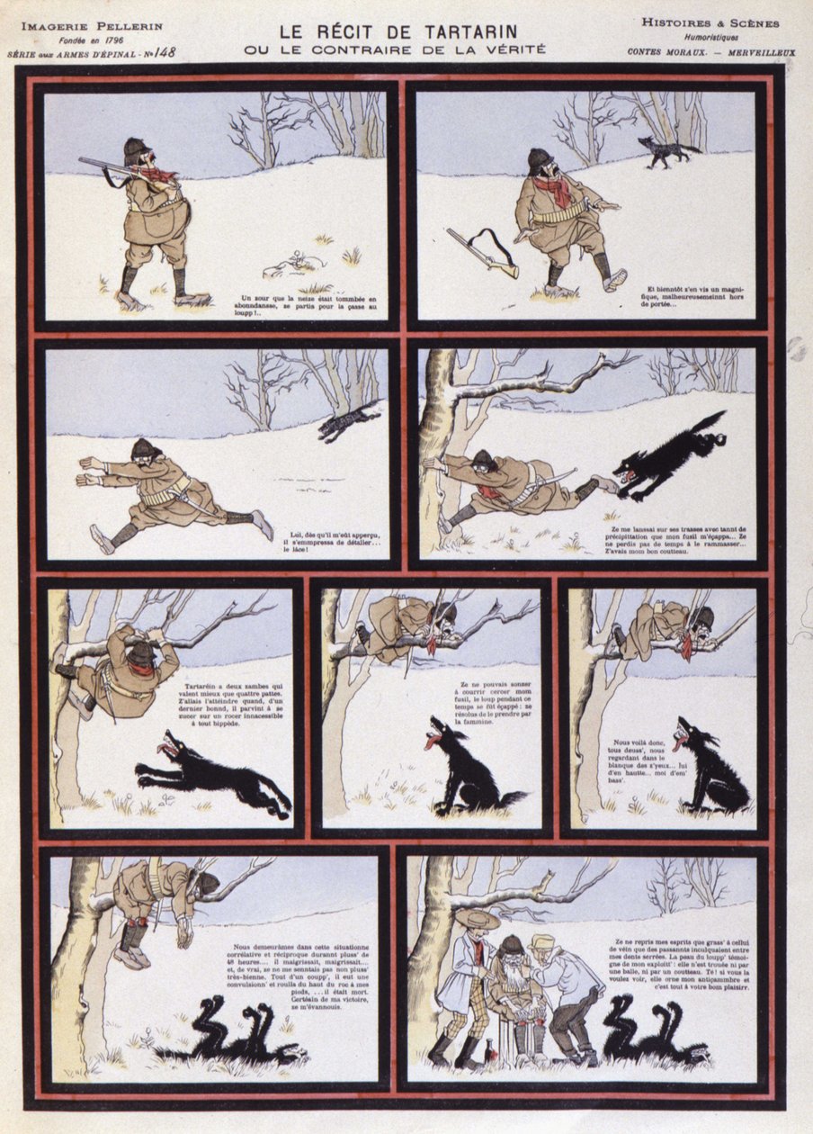 Wolf Hunt, "" Tartarins fortelling eller det motsatte av sannhet"" - bilde av Epinal, Paris, 1900-tallet av French School