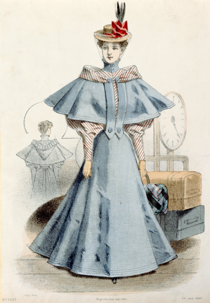 Kvinne i reisekjole, fra Le Coquet, 1895 av French School