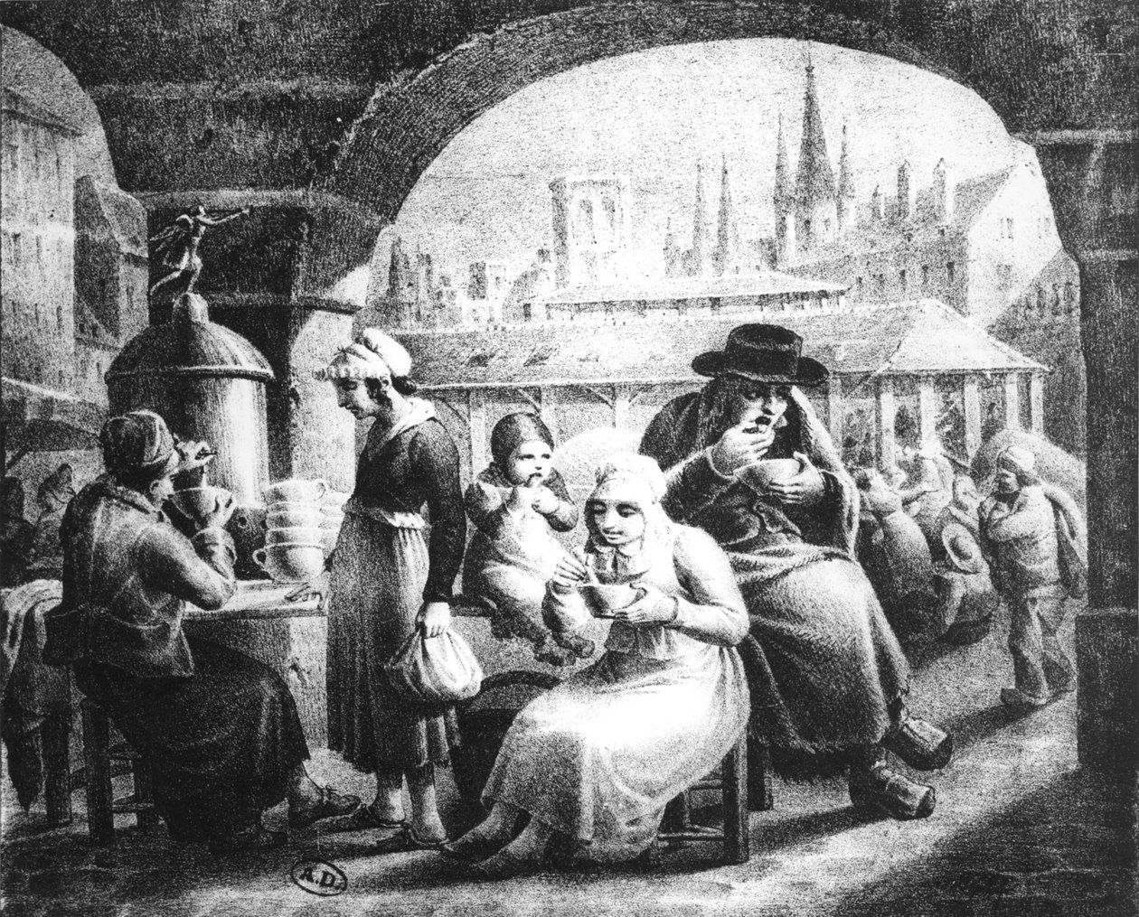 Kvinne som selger kaffe, ca. 1820 av French School