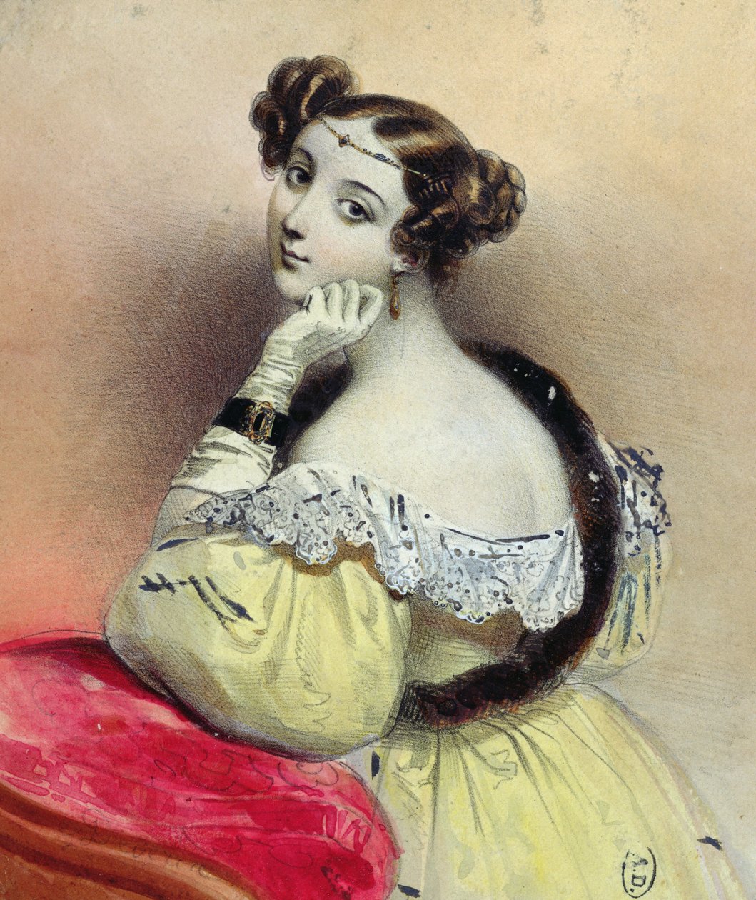 Kvinne med diadem, ca. 1835 av French School