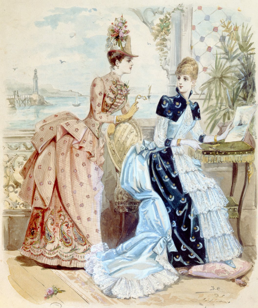 Kvinner på et feriested ved sjøen, 1885 av French School