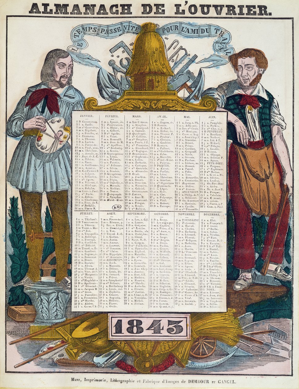 Arbeiderkalender for 1843 av French School
