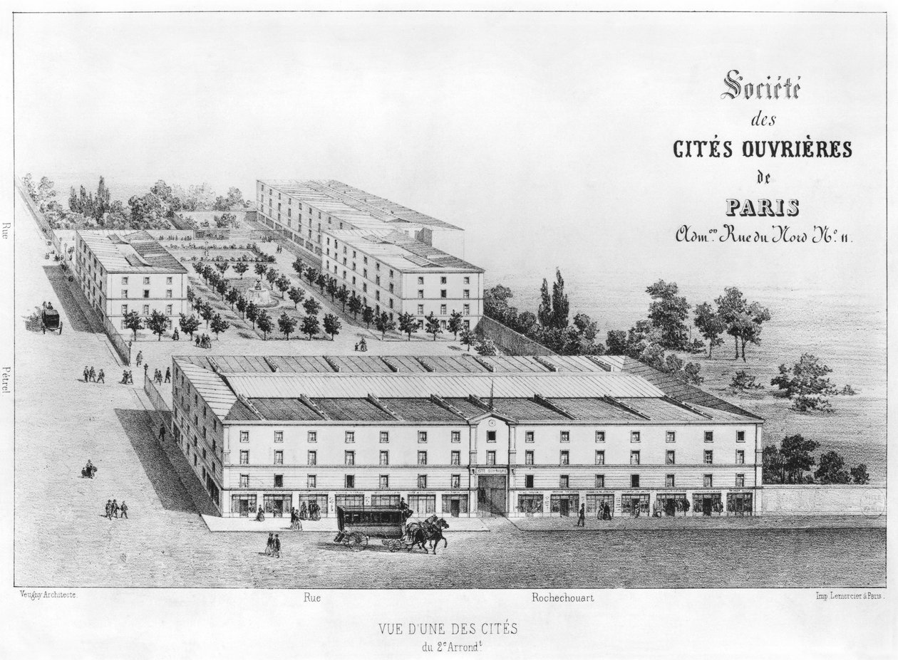 Arbeiderboligfelt, 58 rue Rochechouart, Paris, ca. 1870 av French School