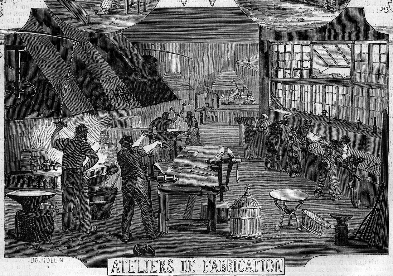 Verksted for produksjon av låser av herrer Desforges og Busisson av French School